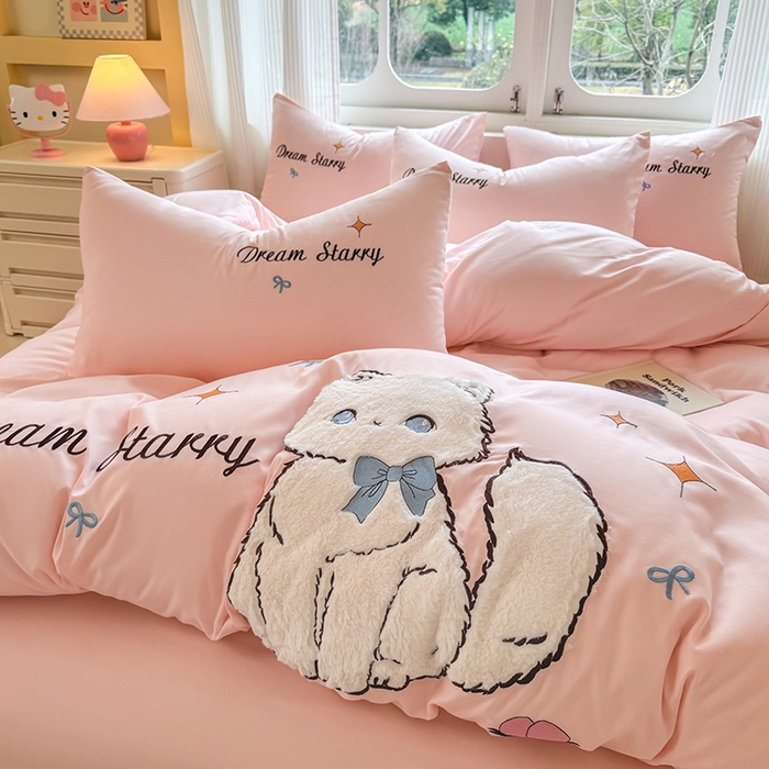 91家纺网 家纺一手货源 找家纺 （总）凯美 2025新款超柔水洗棉卡通贴布绣四件套