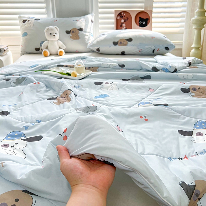 91家纺网 家纺一手货源 找家纺 好梦来家纺（原锦茂家纺） 2025新款印花凉感丝抗菌夏被 大耳狗