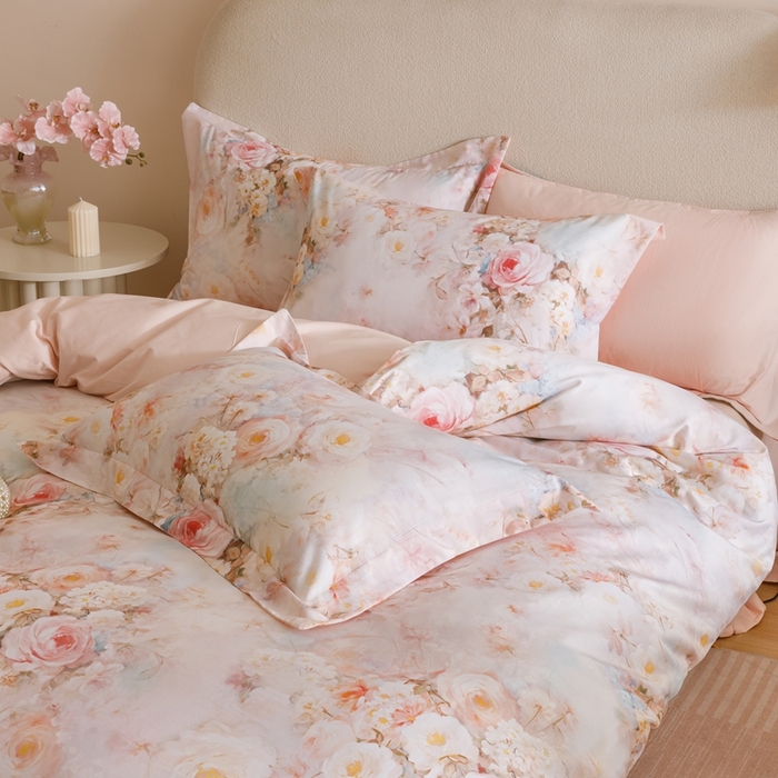 91家纺网 家纺一手货源 找家纺 2025新款全棉纯棉【如梦令】红金裸盖棉四件套【标准号全网控价（折后券后）不低于199元】 茉白予香