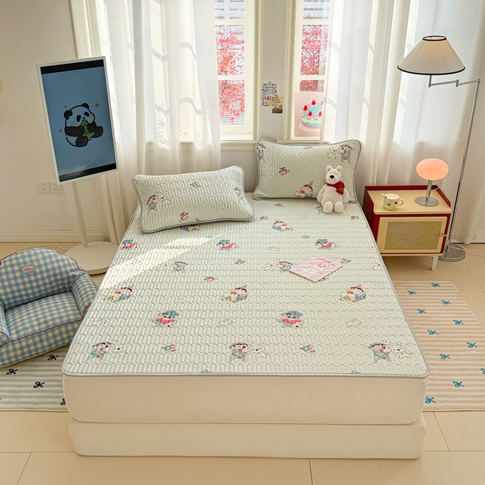 91家纺网 家纺一手货源 找家纺 慕尚家纺 2025新款小清新凉感丝乳胶席 蜡笔小新