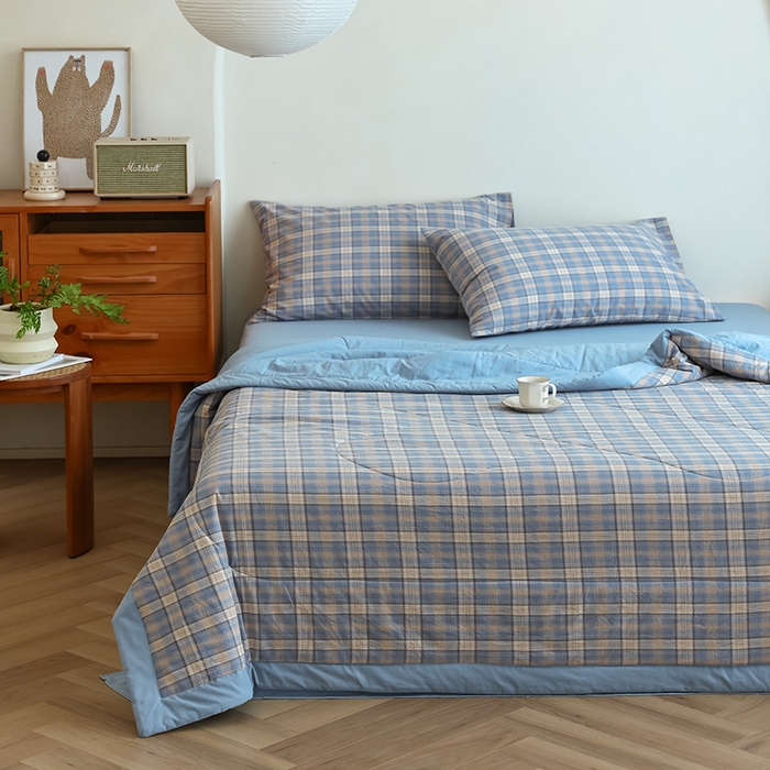 91家纺网 家纺一手货源 找家纺 雯雨家纺 2025新款A类无印风里外全棉纯棉水洗棉新疆棉花夏被夏凉被空调被 巴洛咖