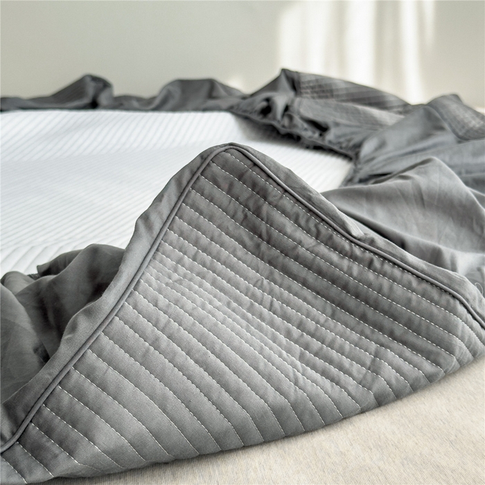 91家纺网 家纺一手货源 找家纺 法芙娜家纺 2025新款全棉40S水洗棉床笠 深灰