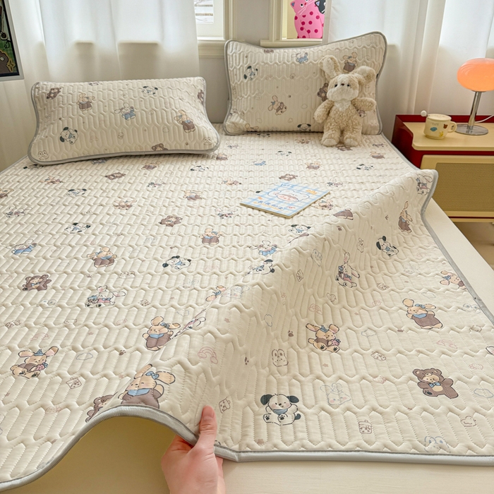 91家纺网 家纺一手货源 找家纺 慕尚家纺 2025新款小清新凉感丝乳胶席 吖咪兔