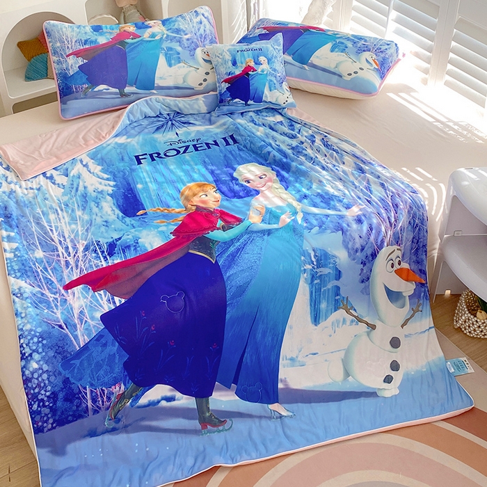 91家纺网 家纺一手货源 找家纺 ds生活馆 2025新款A类大版卡通凉感丝夏被 冰雪奇缘