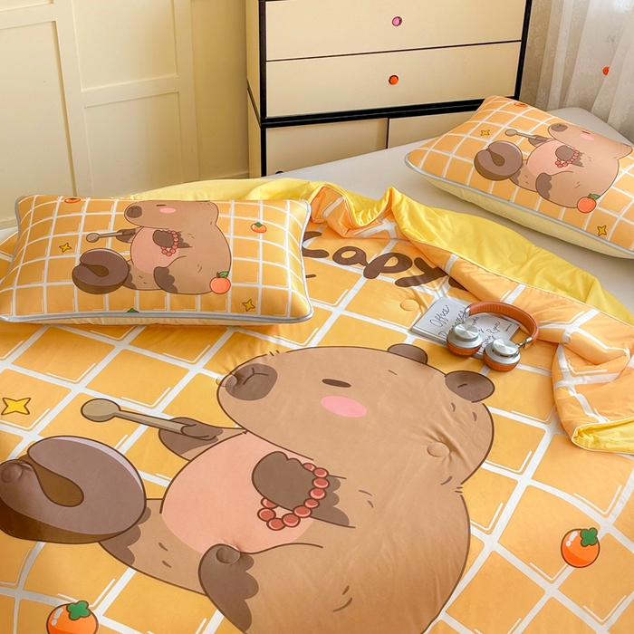 91家纺网 家纺一手货源 找家纺 ds生活馆 2025新款A类大版卡通凉感丝夏被 木鱼巴拉