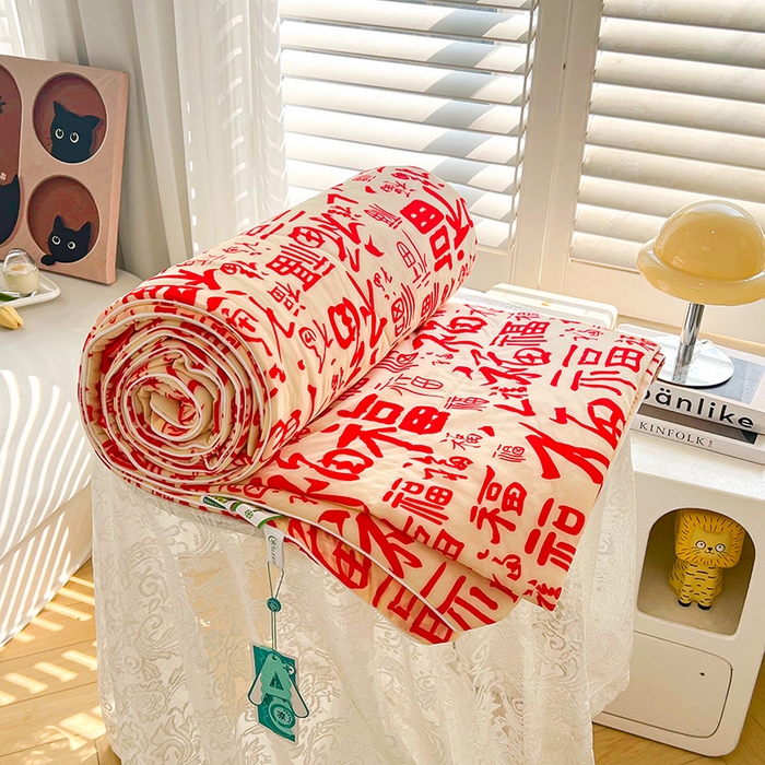 91家纺网 家纺一手货源 找家纺 好梦来家纺（原锦茂家纺） 2025新款印花凉感丝抗菌夏被 百福