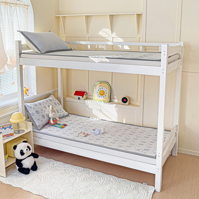 91家纺网 家纺一手货源 找家纺 富馨莱 2025新款A类480克PE凉感凉豆豆凉席三件套和单件学生款 玫瑰花园-灰