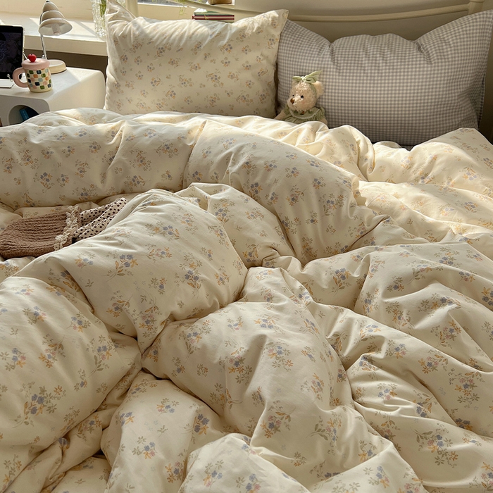 91家纺网 家纺一手货源 找家纺 瑞莱 2025全新纯棉清新小碎花四件套 蓝香清韵