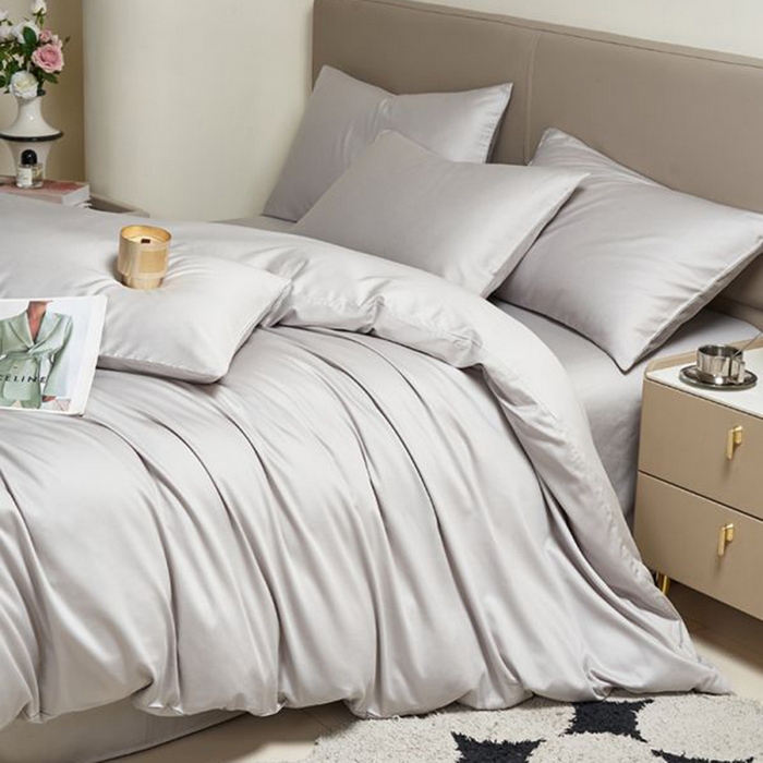 91家纺网 家纺一手货源 找家纺 暖芯家纺 2025新款60S黑标全棉四件套 浅松灰