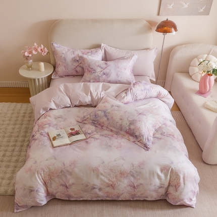 2025新款【如梦令】红金裸盖棉四件套（标准号 全网控价） 花房姑娘-紫