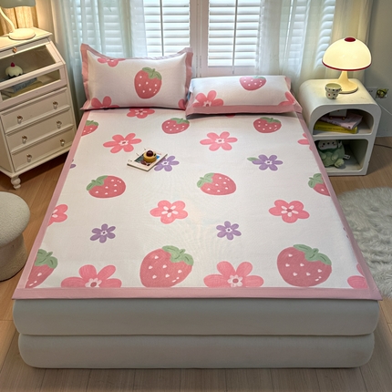 91家纺网 家纺一手货源 找家纺 （总）席佬大 2025新款高克重卡通数码印花冰藤席床席床笠款