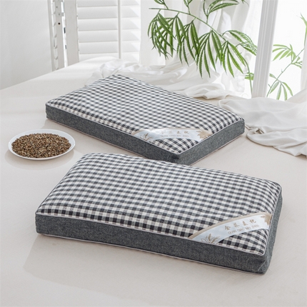 91家纺网 家纺一手货源 找家纺 （总）仁宇枕业 2025新款新品全棉色织水洗棉宫廷全荞麦枕头枕芯-田园格子系列草本荞麦枕