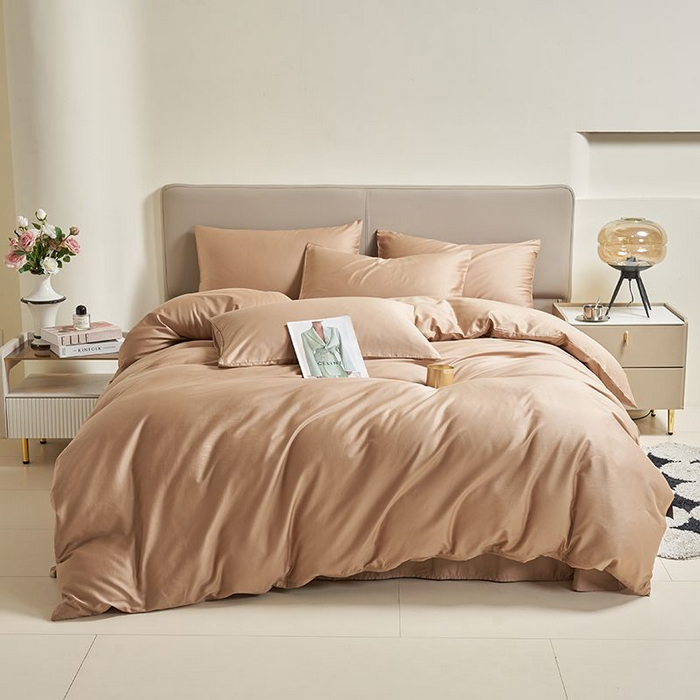 91家纺网 家纺一手货源 找家纺 暖芯家纺 2025新款60S黑标全棉四件套 香槟驼