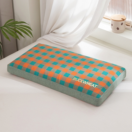 91家纺网 家纺一手货源 找家纺 （总）仁宇枕业 2025新款新品全棉色织水洗棉宫廷全荞麦枕头枕芯-无印宽边大格子系列荞麦枕