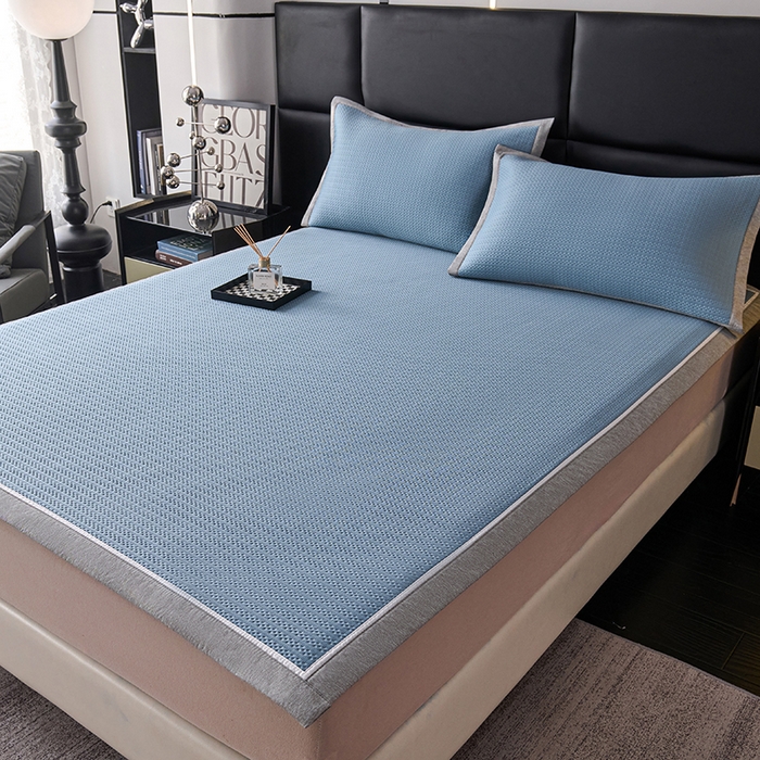 91家纺网 家纺一手货源 找家纺 席之家 2025新款4D冰感泡泡凉席-暮光 暮光-蓝(直角)