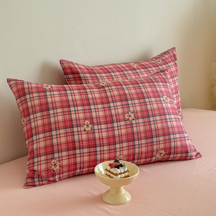 91家纺网 家纺一手货源 找家纺 塞纳 2026新款.全棉有氧双层纱四件套-场景一 禧可-红