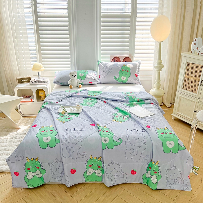 91家纺网 家纺一手货源 找家纺 好梦来家纺（原锦茂家纺） 2026新款印花凉感丝抗菌夏被 恐龙派对