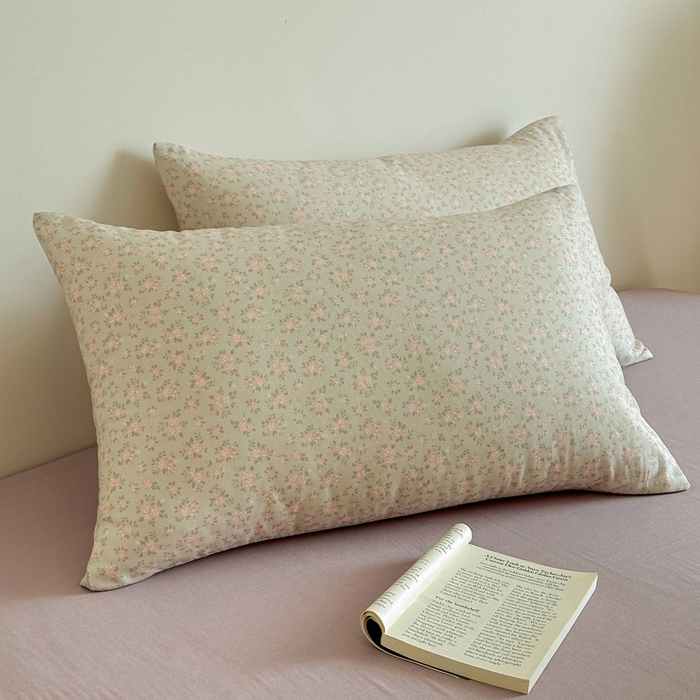 91家纺网 家纺一手货源 找家纺 塞纳 2026新款.全棉有氧双层纱四件套-场景一 宛夏-浅绿