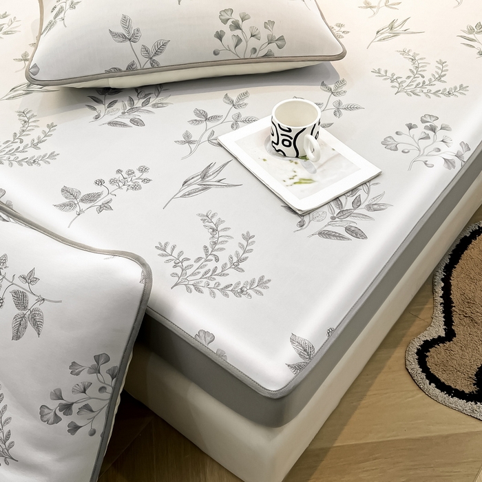 91家纺网 家纺一手货源 找家纺 2025春夏新款独家研发太空层凉感软席冰丝印花凉席床笠款 安禾