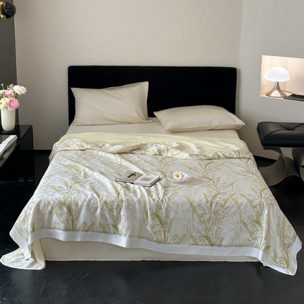 91家纺网 家纺一手货源 找家纺 茧羽世家 2025新款天丝银萃沁氧抗菌系列夏被子被芯 铃兰秘境