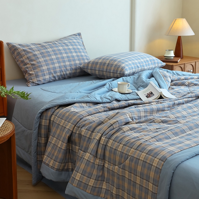 91家纺网 家纺一手货源 找家纺 雯雨家纺 2025新款A类无印风里外全棉纯棉水洗棉新疆棉花夏被夏凉被空调被 巴洛咖