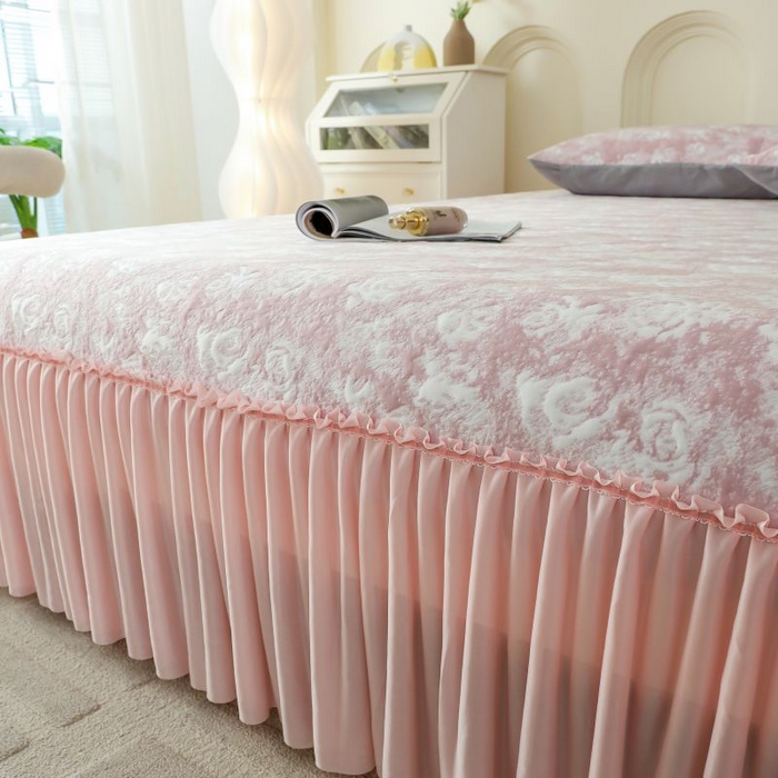 91家纺网 家纺一手货源 找家纺 （总）2025新款玫瑰亲肤冰丝席床裙