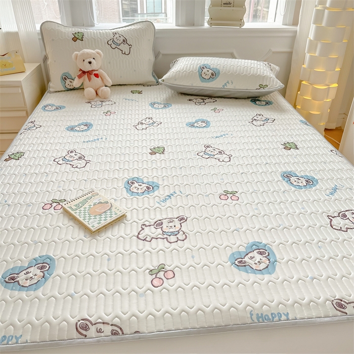 91家纺网 家纺一手货源 找家纺 慕尚家纺 2025新款小清新凉感丝乳胶席 淘气狗