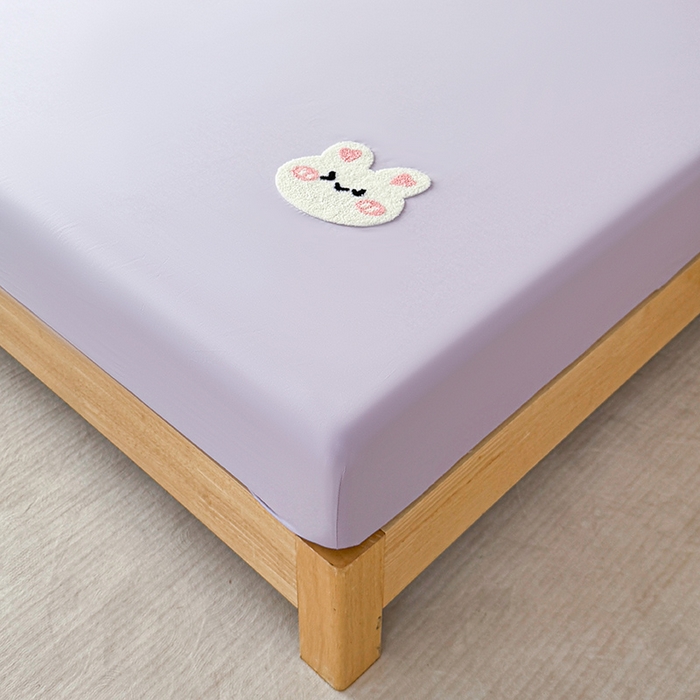 91家纺网 家纺一手货源 找家纺 澳梵家居 2025新款A类全棉毛巾绣床笠 兔兔-紫