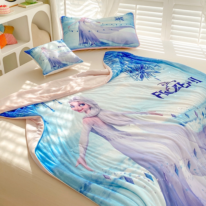 91家纺网 家纺一手货源 找家纺 ds生活馆 2026新款A类大版卡通凉感丝夏被 艾莎女王