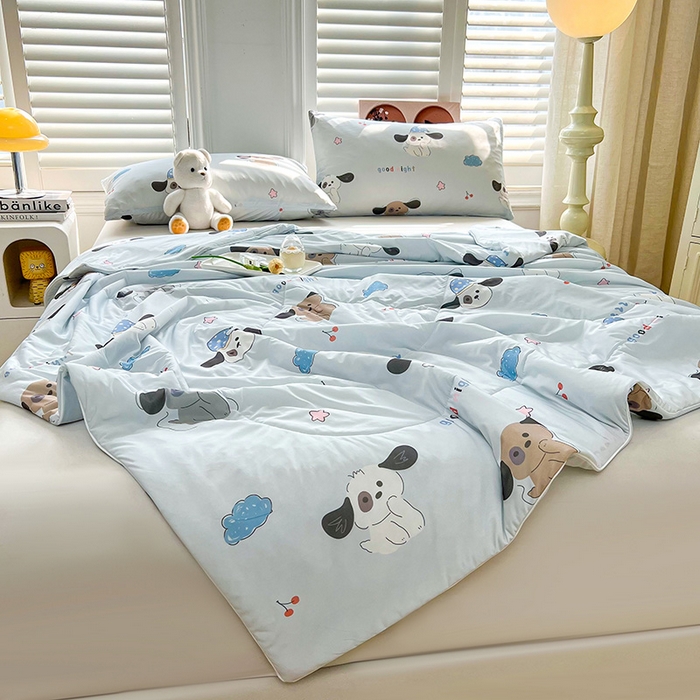 91家纺网 家纺一手货源 找家纺 好梦来家纺（原锦茂家纺） 2025新款印花凉感丝抗菌夏被 大耳狗