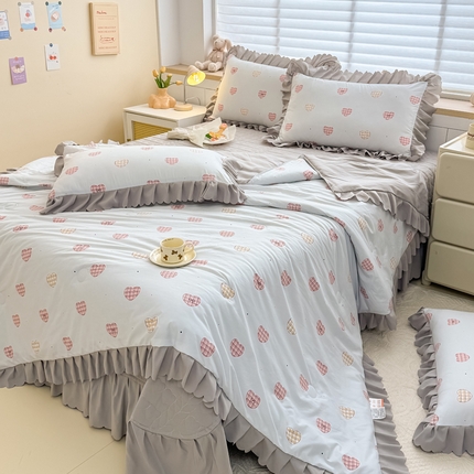 91家纺网 家纺一手货源 找家纺 （总）慕克斯 2025新款奶小棉韩版床盖款夏被四件套