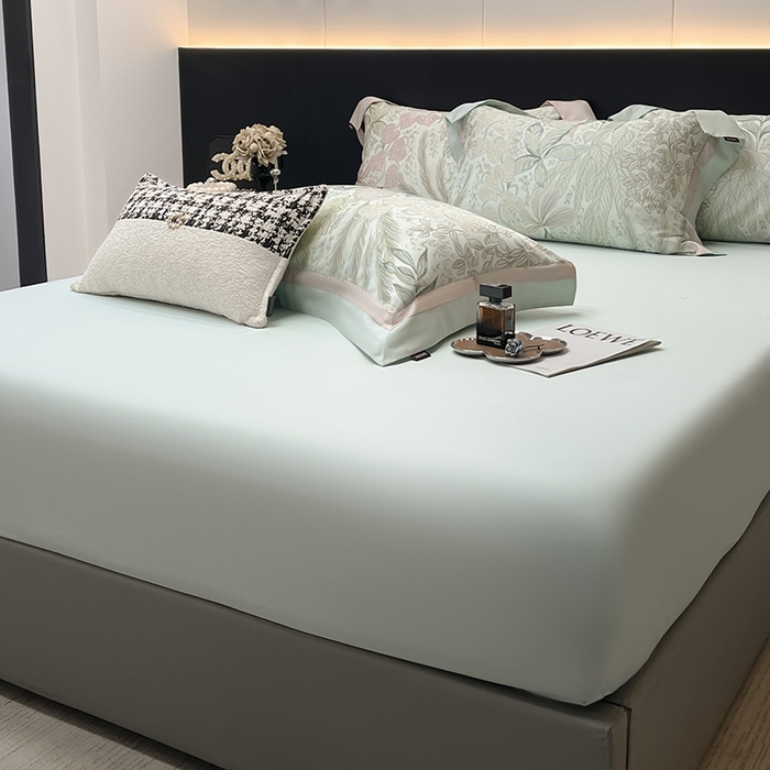 91家纺网 家纺一手货源 找家纺 2025春夏新品A类100支天丝棉夹棉床盖床笠四件套全棉纯棉床单加厚高端重工刺绣长绒棉床上用品 沐瑾