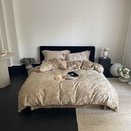 91家纺网 家纺一手货源 找家纺 玉宇阁2025新款100S色织天丝棉大提花四件套-椿庭岚 椿庭岚流光-缃叶黄