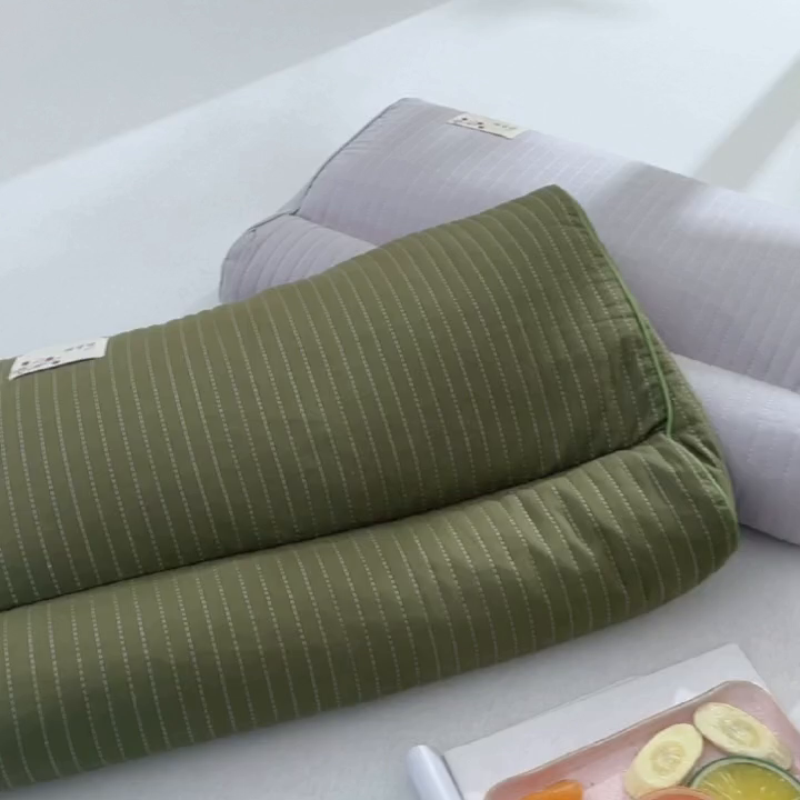 91家纺网 家纺一手货源 找家纺 九州枕芯2025新款全棉草本牵引枕 枕头枕芯 绿色32*50（6-10）cm/只