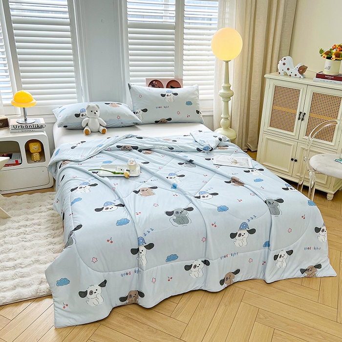 91家纺网 家纺一手货源 找家纺 好梦来家纺（原锦茂家纺） 2025新款印花凉感丝抗菌夏被 大耳狗