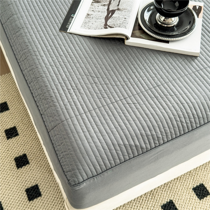 91家纺网 家纺一手货源 找家纺 法芙娜家纺 2025新款全棉40S水洗棉床笠 深灰