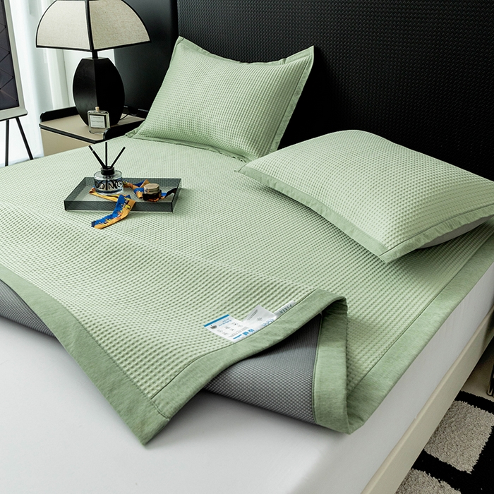 91家纺网 家纺一手货源 找家纺 安哆啦家纺 2025新款480克高端PE冰豆豆软凉席 华夫格-抹茶绿