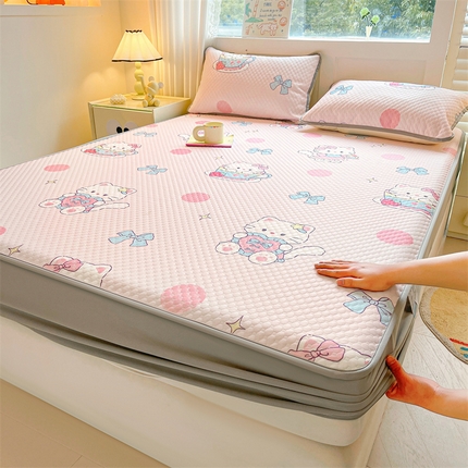 康纳利 2025新款A类豆豆床笠席夏被四件套 甜心猫咪