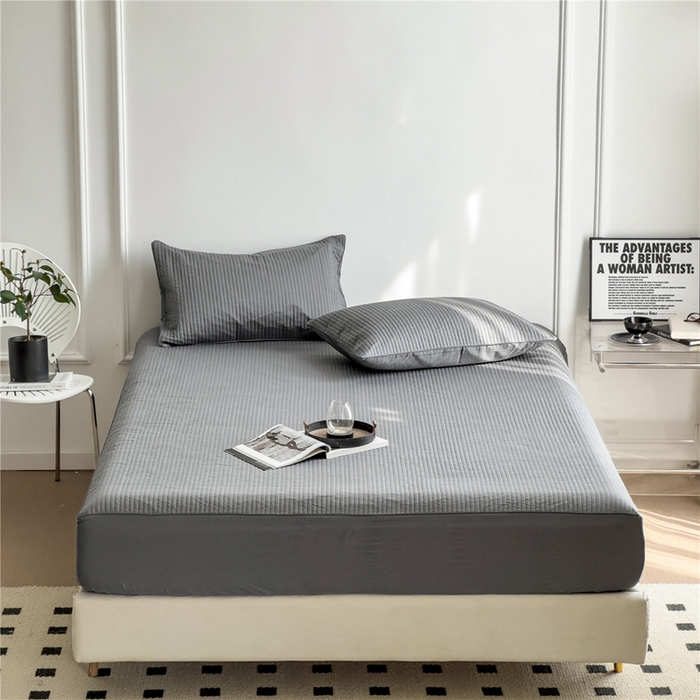 91家纺网 家纺一手货源 找家纺 法芙娜家纺 2025新款全棉40S水洗棉床笠 深灰