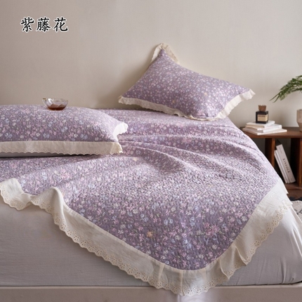91家纺网 家纺一手货源 找家纺 （总）漫仙阁家纺 2025新款热卖法式花边款双层纱床盖床盖三件套