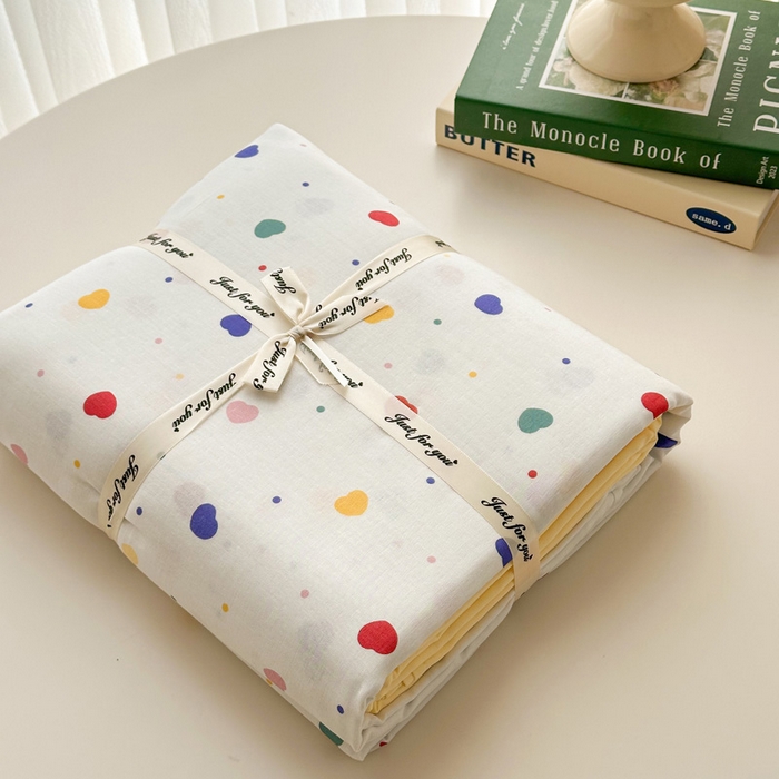 91家纺网 家纺一手货源 找家纺 塞纳 2026新款.全棉有氧双层纱四件套-场景一 心心相印