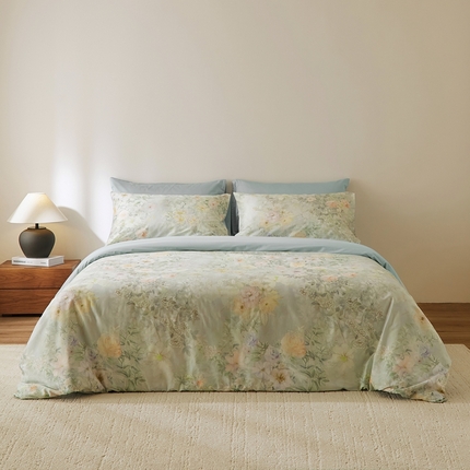 原研家居 2025新款60支长绒棉数码印花系列 仟云绿