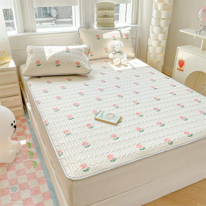 91家纺网 家纺一手货源 找家纺 慕尚家纺 2025新款小清新凉感丝乳胶席 郁金香