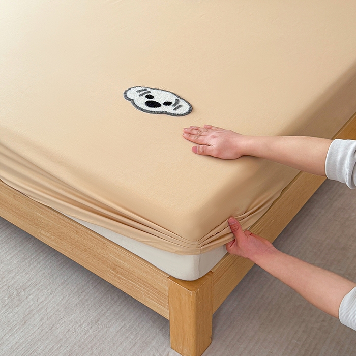 91家纺网 家纺一手货源 找家纺 澳梵家居 2025新款A类全棉毛巾绣床笠 小白-粉玉