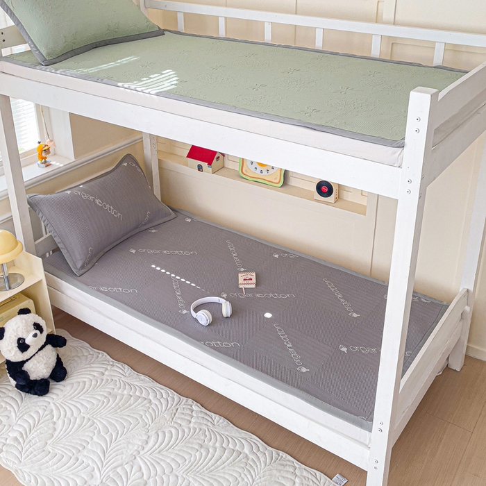 91家纺网 家纺一手货源 找家纺 富馨莱 2025新款A类480克PE凉感凉豆豆凉席三件套和单件学生款 绅士灰