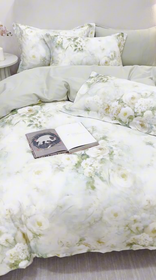 91家纺网 家纺一手货源 找家纺 2025新款【如梦令】红金裸盖棉四件套（标准号 全网控价） 苍兰春雨