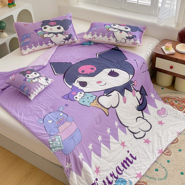 91家纺网 家纺一手货源 找家纺 ds生活馆 2025新款A类大版卡通凉感丝夏被 冰激凌库洛米