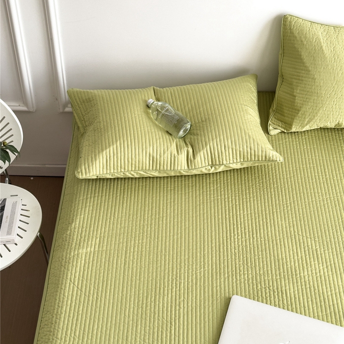 91家纺网 家纺一手货源 找家纺 法芙娜家纺 2025新款全棉40S水洗棉床笠 抹茶色