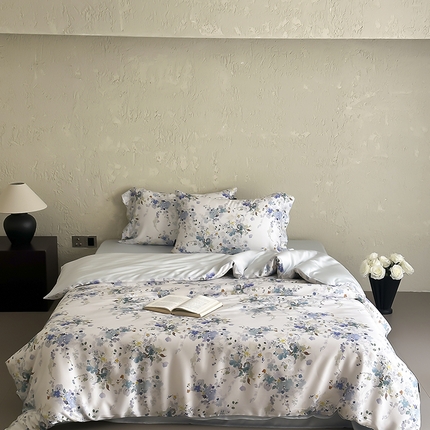 91家纺网 家纺一手货源 找家纺 三味舒屋 2025新款花语系列60s天丝数码印花四件套 漫野