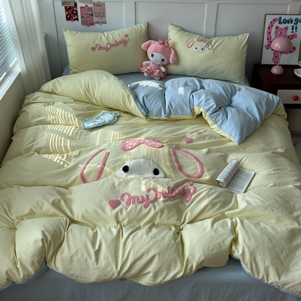 91家纺网 家纺一手货源 找家纺 （总）优色良品家纺 2025新款110克超柔水洗棉卡通毛巾绣四件套